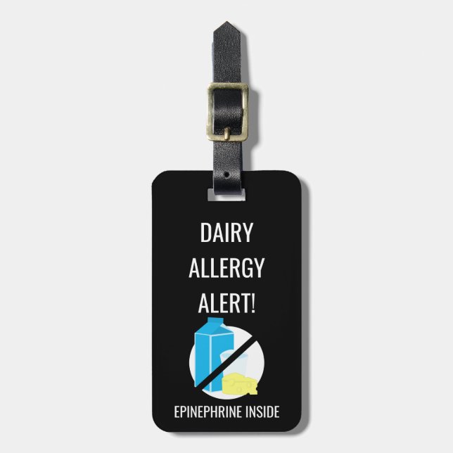 Kids Dairy Allergy Alert with Epinephrine Image Luggage Tag (Front Vertical)