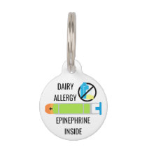 Kids Dairy Allergy Epinephrine Inside Emergency Pet Name Tag