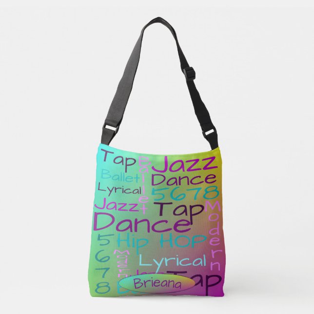 Kids Dance Words Personalized Crossbody Bag (Front)
