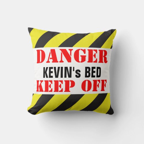 Kids danger sign named keep off pillow