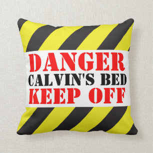 Kids danger sign named keep off pillow
