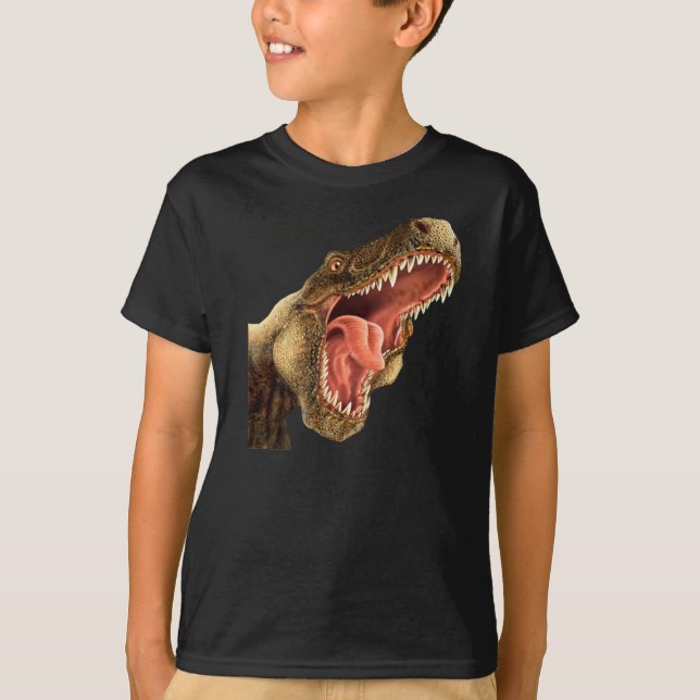 Kid's dark T-shirt T-Rex Dinosaur (Front)