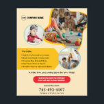 Kids Daycare Custom Flyer<br><div class="desc">A Kids Daycare Custom Flyer is a great way to market your daycare center or preschool to potential parents. This flyer is designed to be eye-catching, easy to read, and packed with key information that highlights your services and the benefits of enrolling their children. Perfect for handing out at events,...</div>