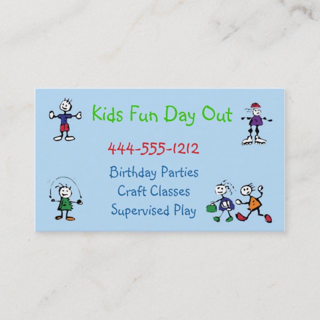 Kids Daycare Party Place Business Card custom (Front)
