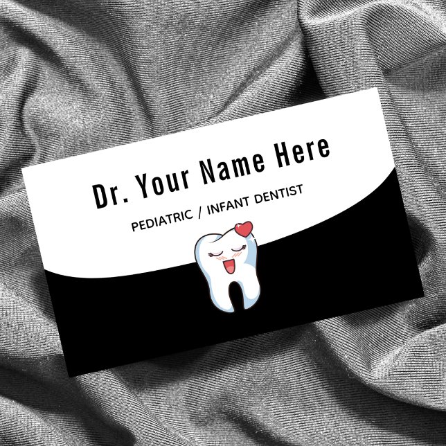 Kids Dentist Dental Cute Kawaii Tooth Funny Simple Business Card (Creator Uploaded)