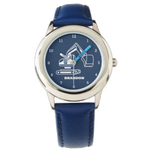 Kids Digger Boys Blue Custom Name Watch