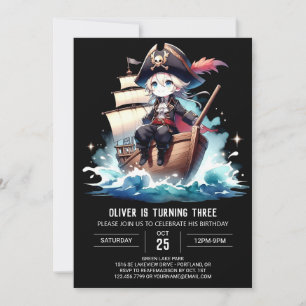 Kids Digital Pirate Birthday Invitation