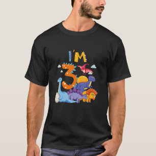 Kids Dino 3Rd Birthday Boy I'm 3 Years Girl Dinosa T-Shirt
