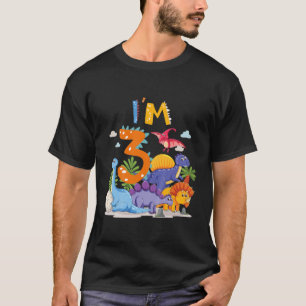 Kids Dino 3Rd Birthday Boy I'm 3 Years Girl Dinosa T-Shirt