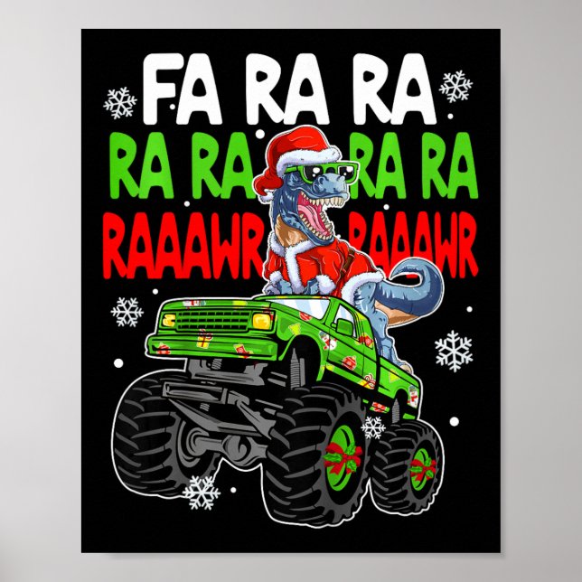 Kids Dino Fa Ra Ra Rawr Dinosaur Monster Truck Chr Poster (Front)