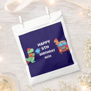 Kids dino Fireman birthday f Favor Bag
