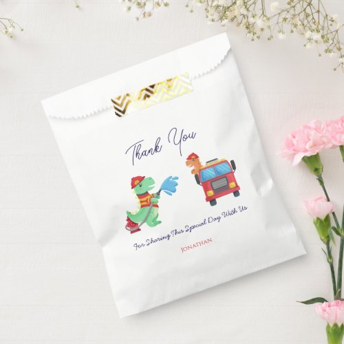 Kids dino Fireman birthday  Favor Bag