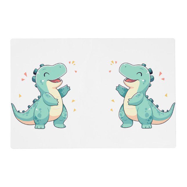 Kids Dino Mite! Cute Dinosaur Birthday T Rex Placemat (Front)