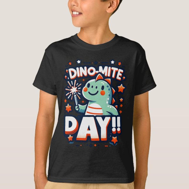 Kids' "Dino-Mite Day" - Fun and Festive Dinosaur T-Shirt (Front)