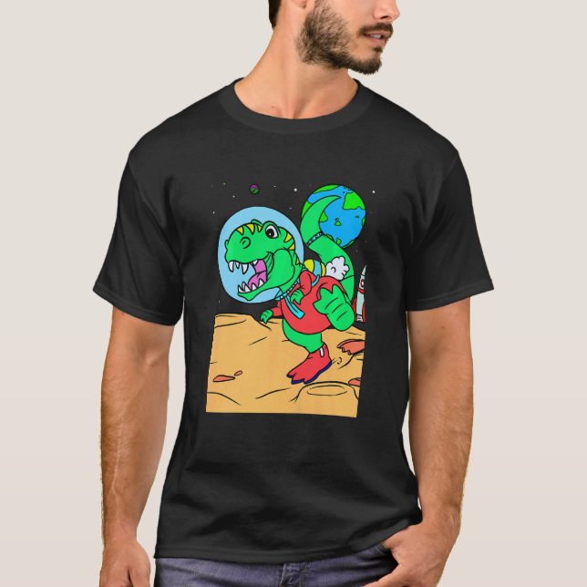 Kids Dino Planet & Dinosaurs In Space T-Shirt (Front)