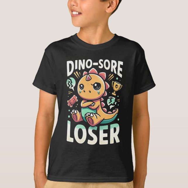 Kids' "Dino-Sore Loser" - Sad Dinosaur Design T-Shirt (Front)