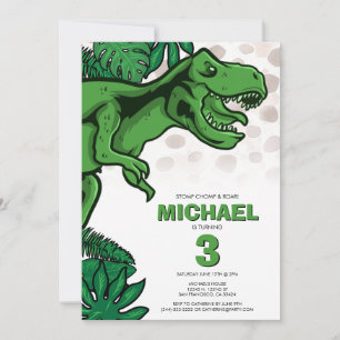 Kids Dino Themed Jurassic Dinosaur Birthday Invitation