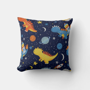 Kids Dinos, Space Dinosaurs Throw Pillow