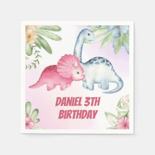 Kids Dinosaur 3rd Birthday Party Napkins