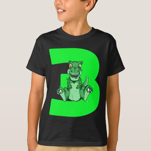 Kids Dinosaur 3rd Birthday Present DIno Boys Gift T-Shirt (Front)