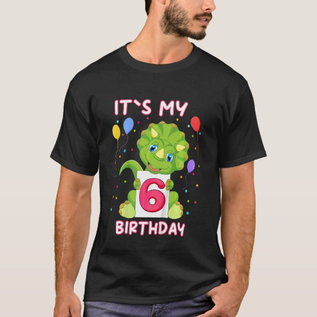 Kids Dinosaur 6th Birthday My Birthday T-Shirt (Front)