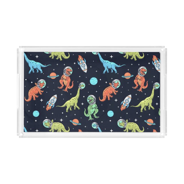 Kids Dinosaur Astronaut Pattern Acrylic Tray (Front)