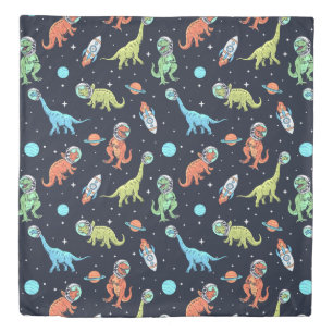 Kids Dinosaur Astronaut Pattern Duvet Cover