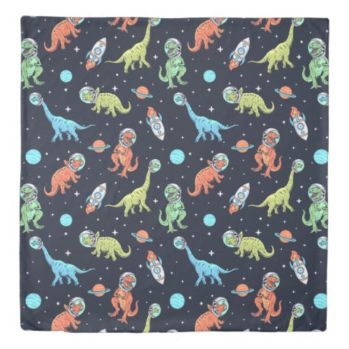 Kids Dinosaur Astronaut Pattern Duvet Cover