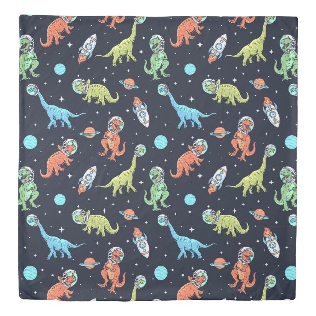 Kids Dinosaur Astronaut Pattern Duvet Cover (Front)