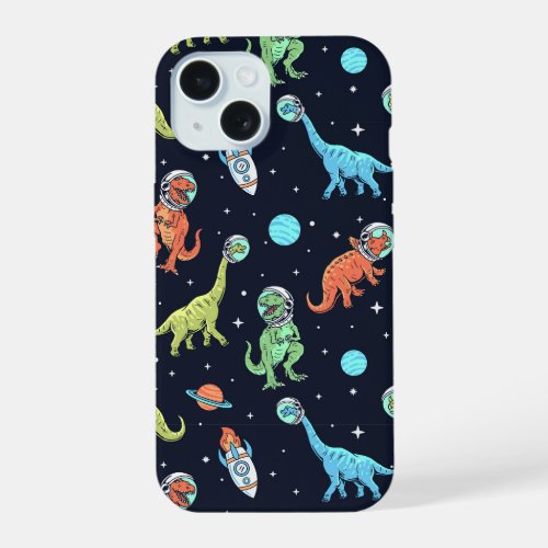 Kids Dinosaur Astronaut Pattern iPhone 15 Case