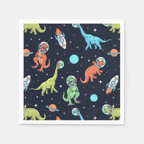 Kids Dinosaur Astronaut Pattern Napkins