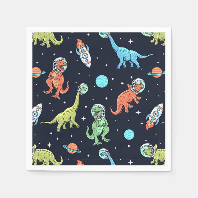 Kids Dinosaur Astronaut Pattern Napkins (Front)
