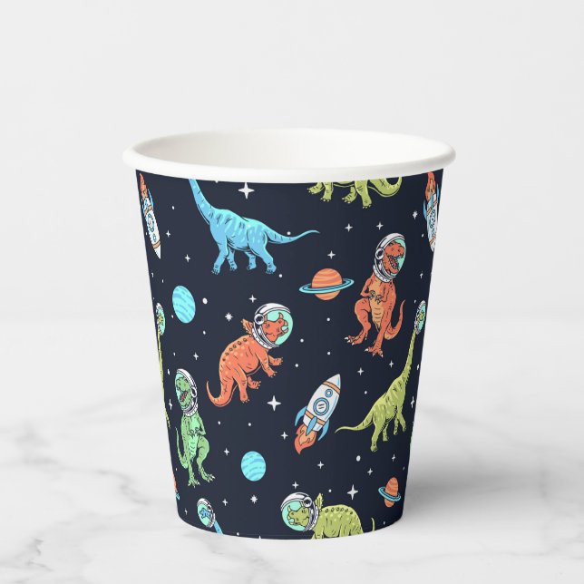Kids Dinosaur Astronaut Pattern Paper Cups (Front)