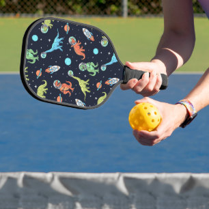 Kids Dinosaur Astronaut Pattern Pickleball Paddle
