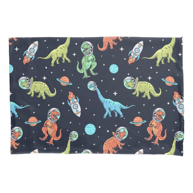 Kids Dinosaur Astronaut Pattern Pillow Case (Front-Left)