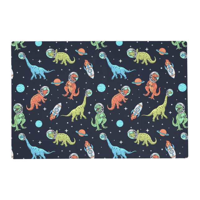 Kids Dinosaur Astronaut Pattern Placemat (Front)