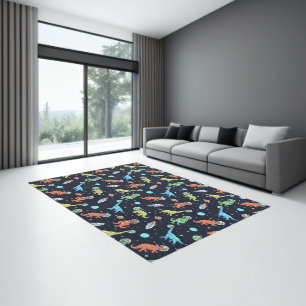 Kids Dinosaur Astronaut Pattern Rug