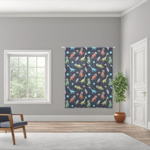 Kids Dinosaur Astronaut Pattern Sheer Curtains