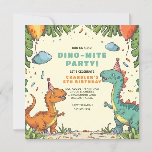 Kids Dinosaur Birthday Invitation