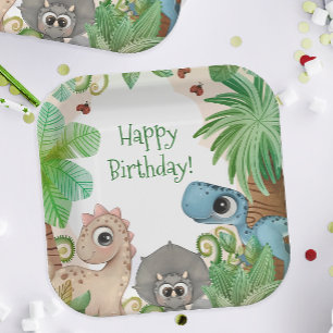 Kids Dinosaur Birthday Paper Plates