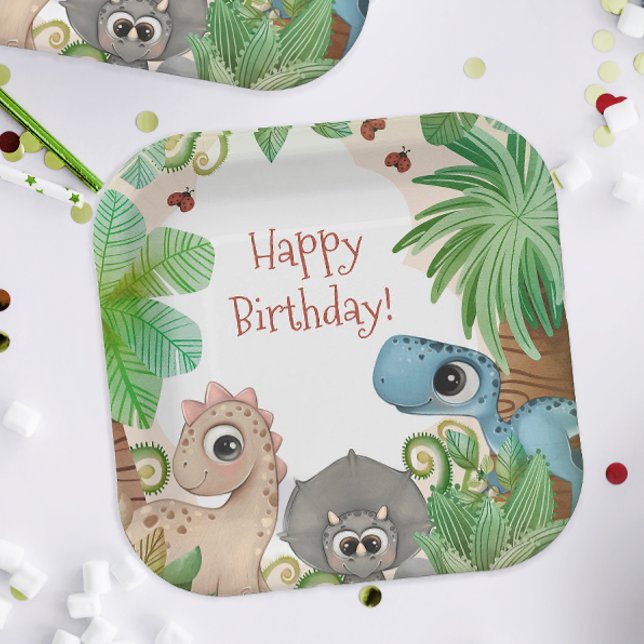 Kids Dinosaur Birthday Paper Plates (Dinosaur Birthday Party Plates)