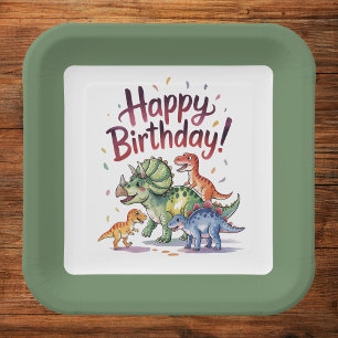 Kids Dinosaur Birthday Paper Plates
