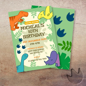 Kids Dinosaur Birthday Party Invitation by C_Katt at Zazzle