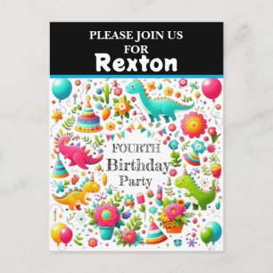 Kids Dinosaur Birthday Party invitations