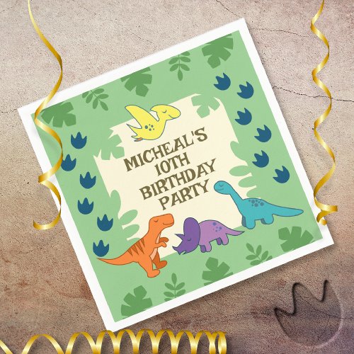 Kids Dinosaur Birthday Party Napkins