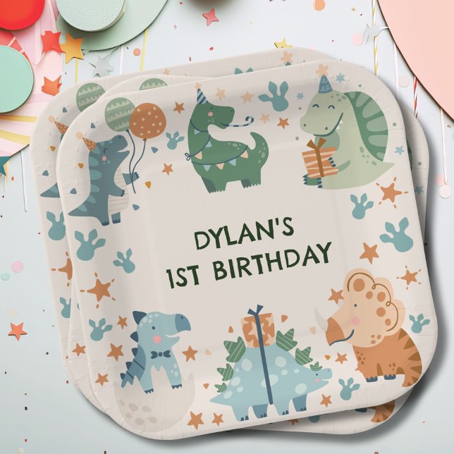 Kid's Dinosaur Birthday Party Paper Plates (Creator Uploaded)