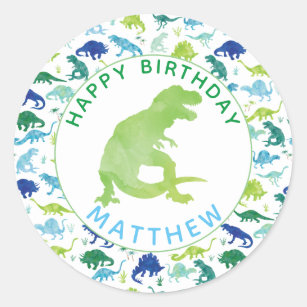 Kids Dinosaur Birthday Party Personalized Dino Classic Round Sticker