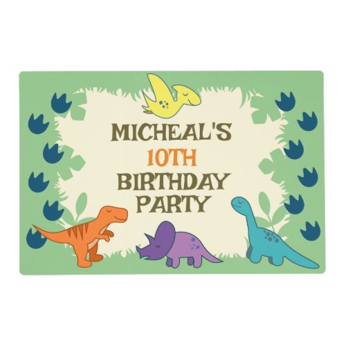 Kids Dinosaur Birthday Party Placemat