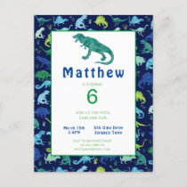 Kids Dinosaur Birthday Party T-Rex Invitation Postcard