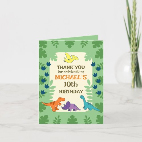 Kids Dinosaur Birthday Party Thank You Card